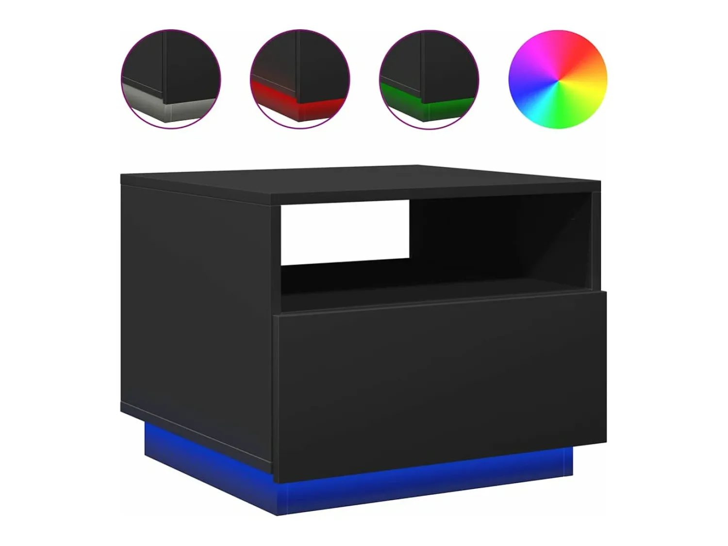 Mesa De Centro| Mesa de centro com luzes LED 50x49x40 cm PT900529 Preto