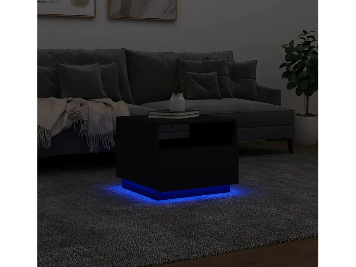Mesa De Centro| Mesa de centro com luzes LED 50x49x40 cm PT900529 Preto