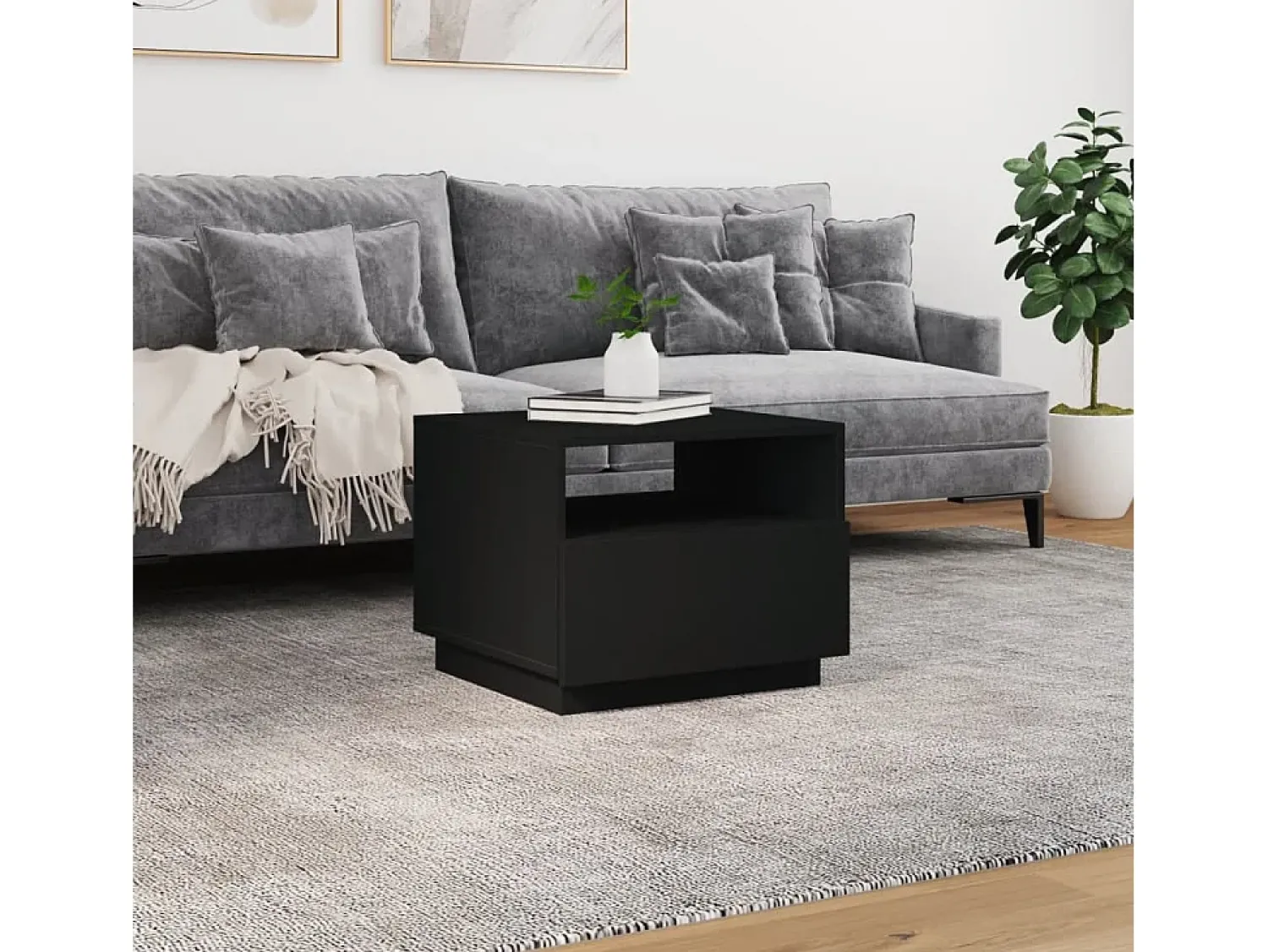 Mesa De Centro| Mesa de centro com luzes LED 50x49x40 cm PT900529 Preto