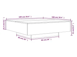 vidaxl Mesa de centro com luzes LED 100x100x31 cm sonoma Cinzento