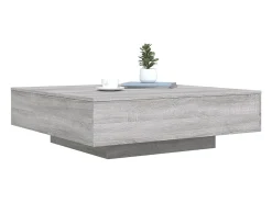 vidaxl Mesa de centro com luzes LED 100x100x31 cm sonoma Cinzento