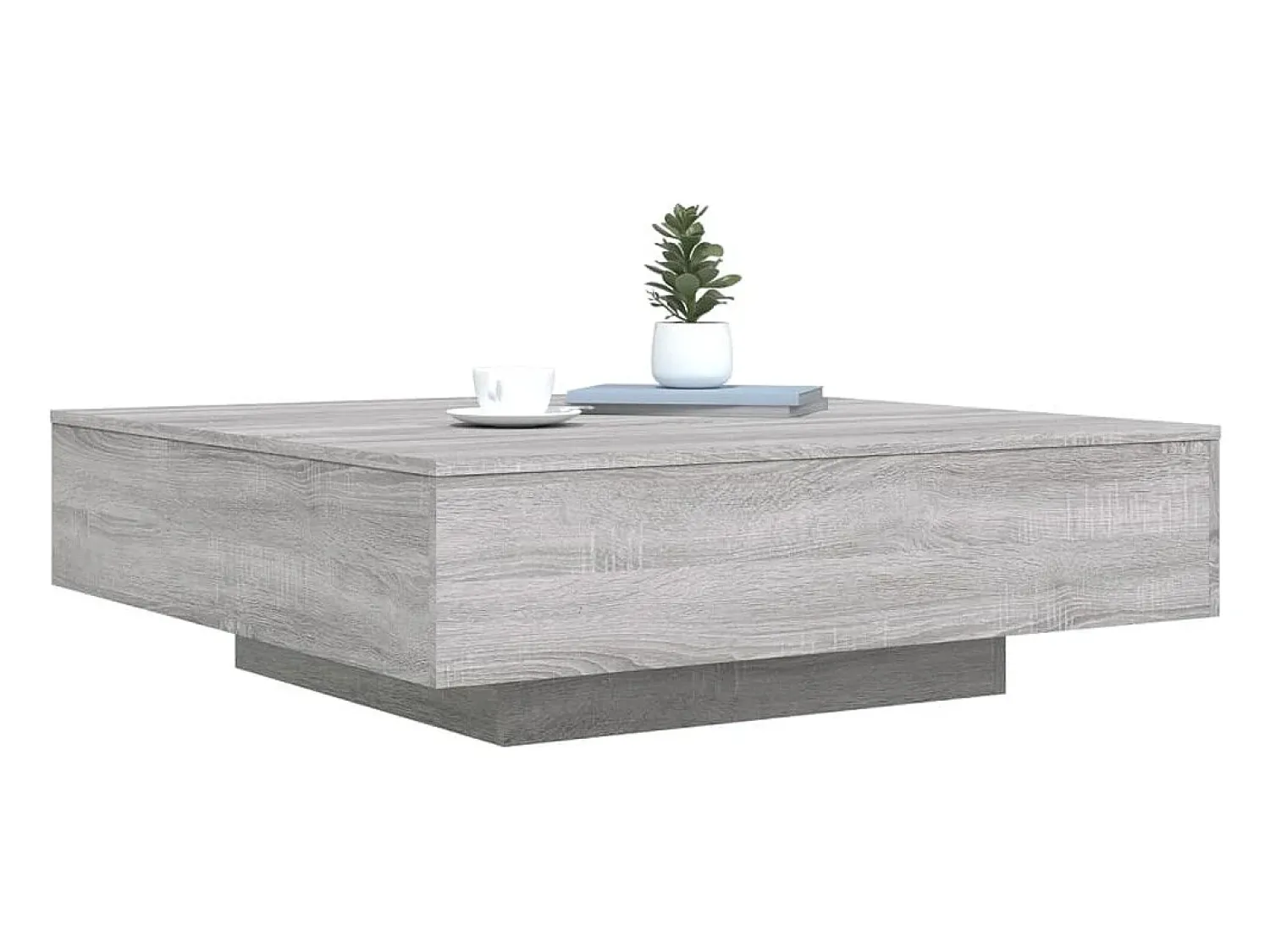 vidaxl Mesa de centro com luzes LED 100x100x31 cm sonoma Cinzento
