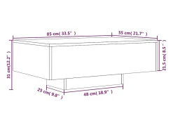 Mesa De Centro|vidaxl Mesa de centro com luzes LED 85x55x31 cm cinzento cimento Cinzento claro