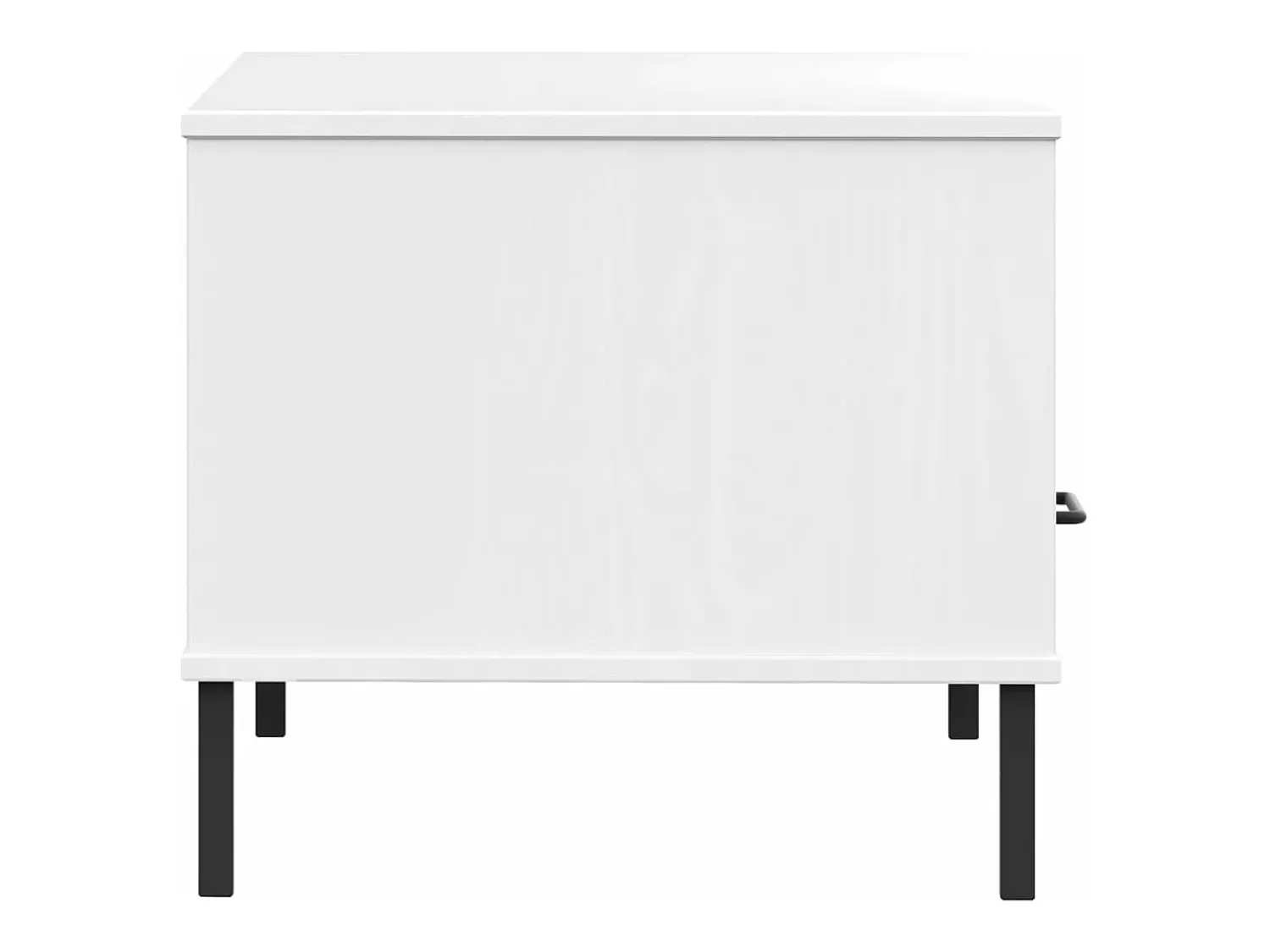 New vidaxl Mesa de centro com pernas de metal madeira maciça OSLO Branco
