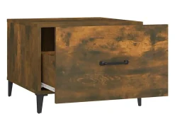 vidaxl Mesa de centro com pernas de metal 50x50x40 cm Carvalho Fumado^ Mesa De Centro