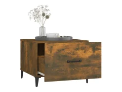 vidaxl Mesa de centro com pernas de metal 50x50x40 cm Carvalho Fumado^ Mesa De Centro