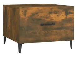 vidaxl Mesa de centro com pernas de metal 50x50x40 cm Carvalho Fumado^ Mesa De Centro