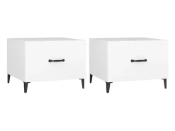 Clearance vidaxl Mesa de centro com pernas de metal 2 pcs 50x50x40 cm Branco