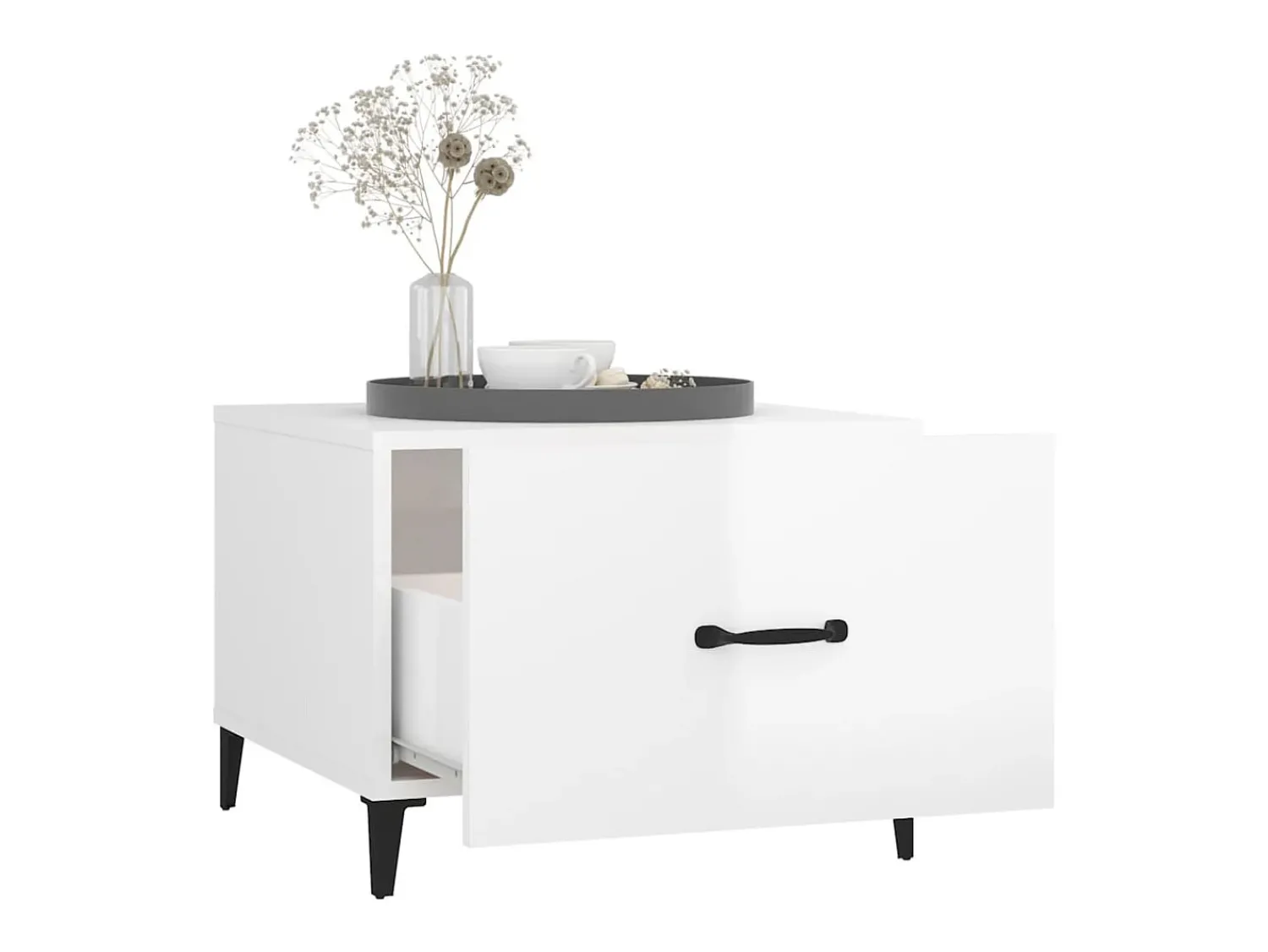 Best Mesa de centro com pernas de metal 50x50x40 cm brilhante PT379573 Branco