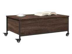 Mesa De Centro|vidaxl Mesa de centro com rodas derivados de madeira carvalho castanho Natural claro