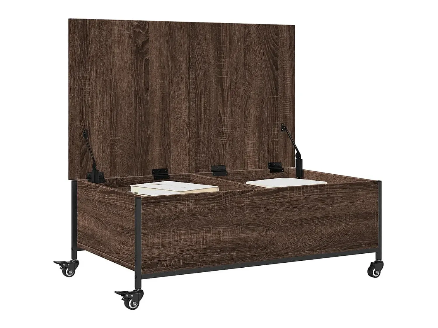 Mesa De Centro|vidaxl Mesa de centro com rodas derivados de madeira carvalho castanho Natural claro
