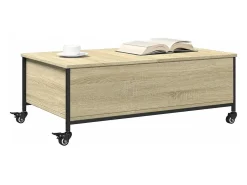 Mesa De Centro|vidaxl Mesa de centro com rodas derivados de madeira carvalho sonoma Natural claro