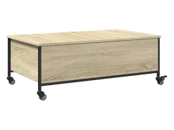 Mesa De Centro|vidaxl Mesa de centro com rodas derivados de madeira carvalho sonoma Natural claro