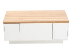 Mesa De Centro*Hauss Spole Mesa de centro com tampo elevatório e 2 portas - 2 prateleiras ajustáveis ​​- + natural Branco