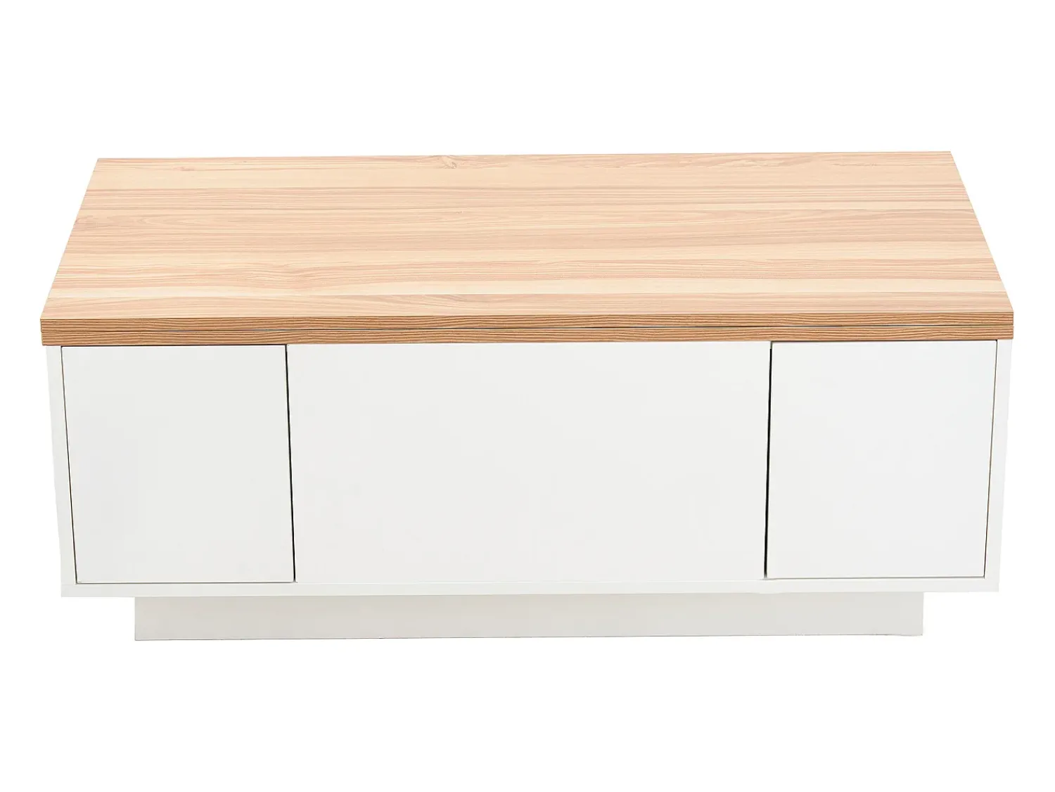 Mesa De Centro*Hauss Spole Mesa de centro com tampo elevatório e 2 portas - 2 prateleiras ajustáveis - + natural Branco