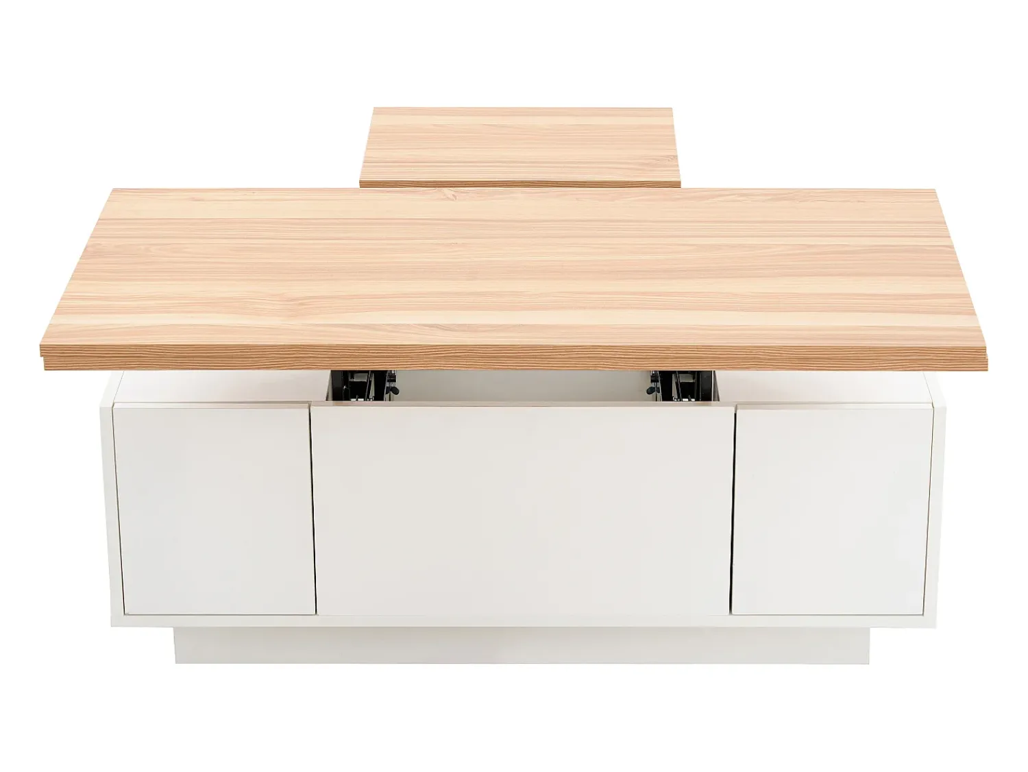 Mesa De Centro*Hauss Spole Mesa de centro com tampo elevatório e 2 portas - 2 prateleiras ajustáveis - + natural Branco