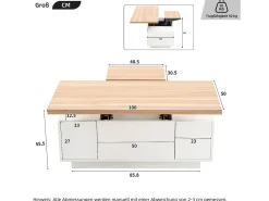 Mesa De Centro*Hauss Spole Mesa de centro com tampo elevatório e 2 portas - 2 prateleiras ajustáveis - + natural Branco