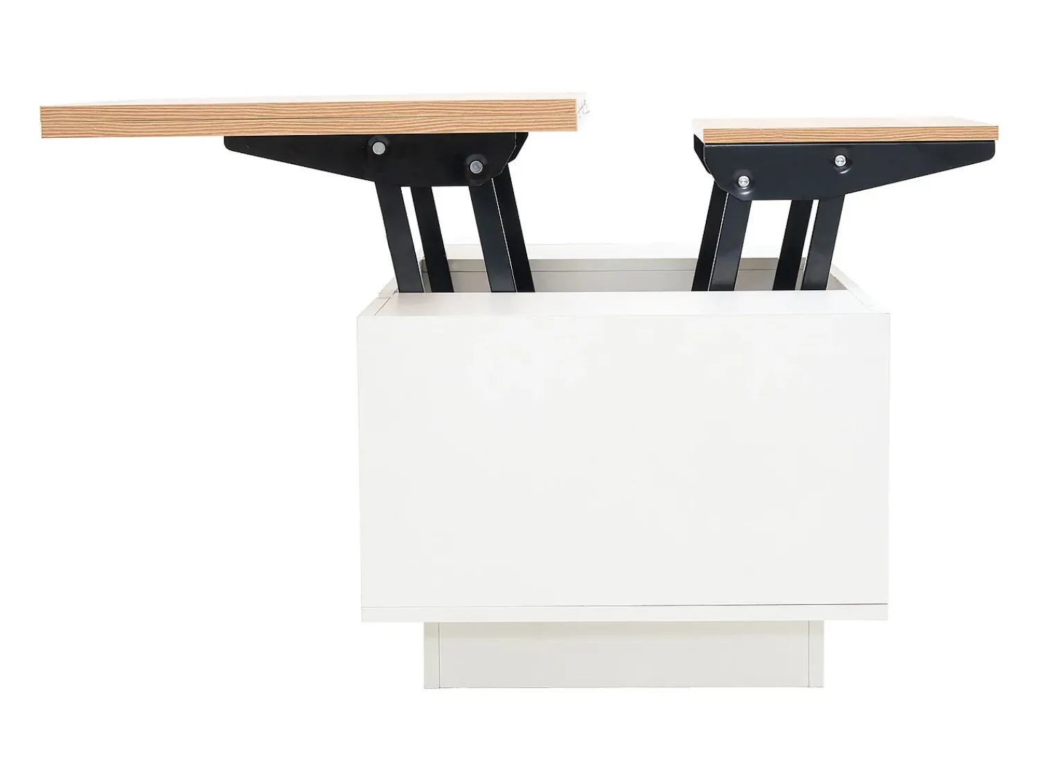 Mesa De Centro*Hauss Spole Mesa de centro com tampo elevatório e 2 portas - 2 prateleiras ajustáveis - + natural Branco