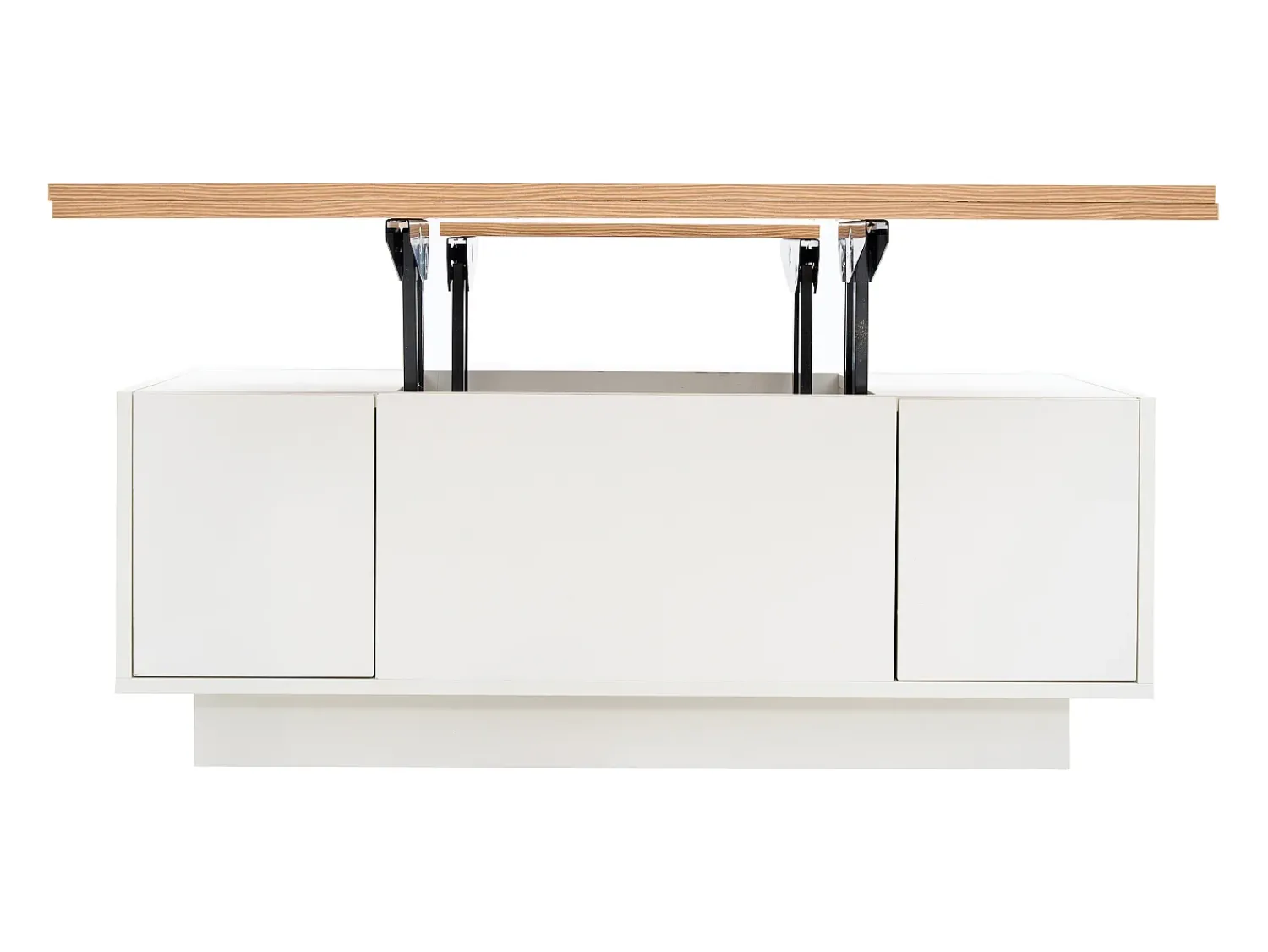Mesa De Centro*Hauss Spole Mesa de centro com tampo elevatório e 2 portas - 2 prateleiras ajustáveis - + natural Branco