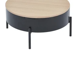 Vente-unique Mesa de centro com tampo elevável em MDF e metal - Preto e natural - NIMORA^ Mesa De Centro