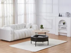 Vente-unique Mesa de centro com tampo elevável em MDF e metal - Preto e natural - NIMORA^ Mesa De Centro