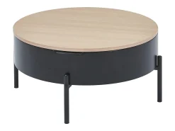 Vente-unique Mesa de centro com tampo elevável em MDF e metal - Preto e natural - NIMORA^ Mesa De Centro