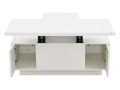 Mesa De Centro| Mesa de centro com tampo duplo elevável - Mesa de centro com 2 portas - Arrumação oculta - Branca Branco