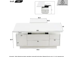 Mesa De Centro| Mesa de centro com tampo duplo elevável - Mesa de centro com 2 portas - Arrumação oculta - Branca Branco