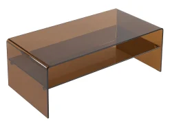 New Vente-unique Mesa de centro com tampo duplo em vidro temperado - - STILEOS Castanho