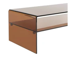New Vente-unique Mesa de centro com tampo duplo em vidro temperado - - STILEOS Castanho