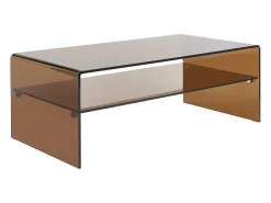 New Vente-unique Mesa de centro com tampo duplo em vidro temperado - - STILEOS Castanho