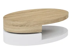 Mesa De Centro|Vente-unique Mesa de centro com tampo giratório MDF natural e branco - VITALY Natural claro / Branco