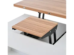 Hot Hauss Spole Mesa de centro com tampo elevatório, 4 gavetas e 4 rodízios - + natural Branco
