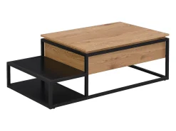 Mesa De Centro|Vente-unique Mesa de centro com tampo elevável MDF e metal natural e preto - LUTESA Preto / Natural claro