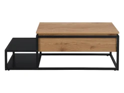 Mesa De Centro|Vente-unique Mesa de centro com tampo elevável MDF e metal natural e preto - LUTESA Preto / Natural claro