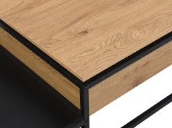 Mesa De Centro|Vente-unique Mesa de centro com tampo elevável MDF e metal natural e preto - LUTESA Preto / Natural claro