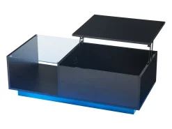 Clearance Hauss Spole Mesa de centro com tampo elevatório e LED, armazenamento integrado, em laca preta brilhante Preto