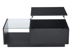 Clearance Hauss Spole Mesa de centro com tampo elevatório e LED, armazenamento integrado, em laca preta brilhante Preto