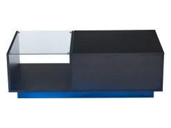 Clearance Hauss Spole Mesa de centro com tampo elevatório e LED, armazenamento integrado, em laca preta brilhante Preto