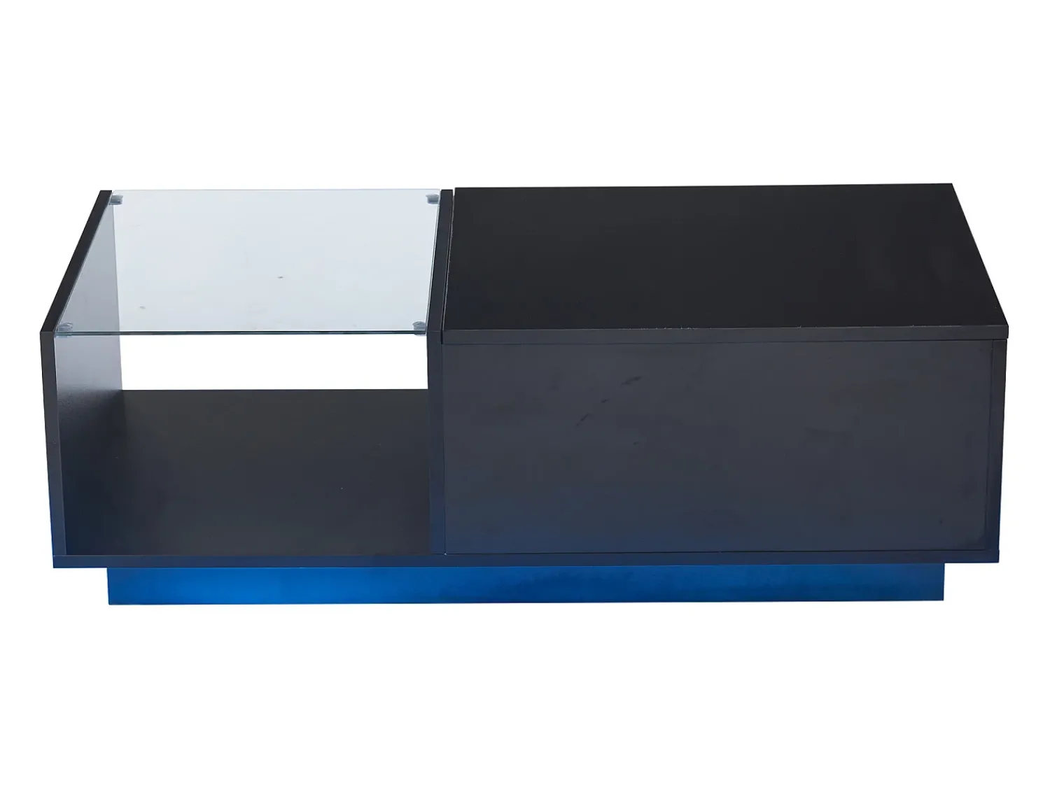 Clearance Hauss Spole Mesa de centro com tampo elevatório e LED, armazenamento integrado, em laca preta brilhante Preto