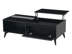 Mesa De Centro|Hauss Spole Mesa de centro com tampo elevável em brilhante e espaço de arrumação - Madeira PB Preto