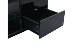 Mesa De Centro| Mesa de centro com tampo regulável em altura - Mesa de centro com 1 gaveta e 2 prateleiras semi-abertas - Preta Preto