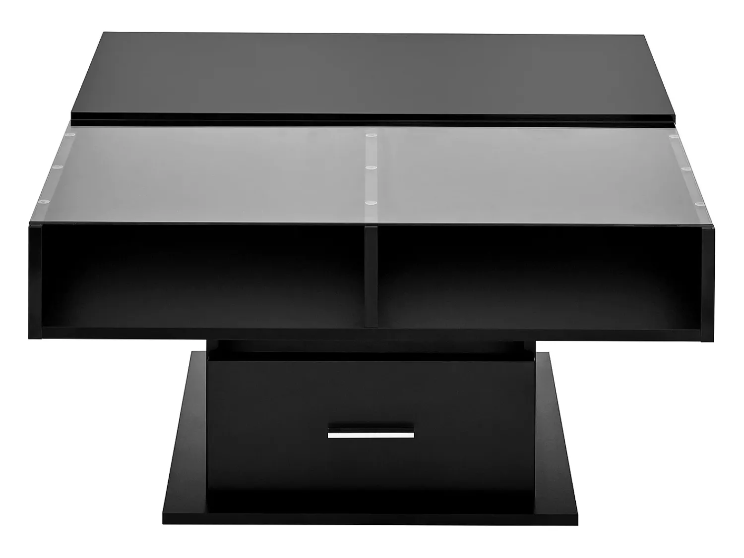 Mesa De Centro*Hauss Spole Mesa de centro com tampo elevatório, iluminação LED e gaveta - Acabamento brilhante - Preto