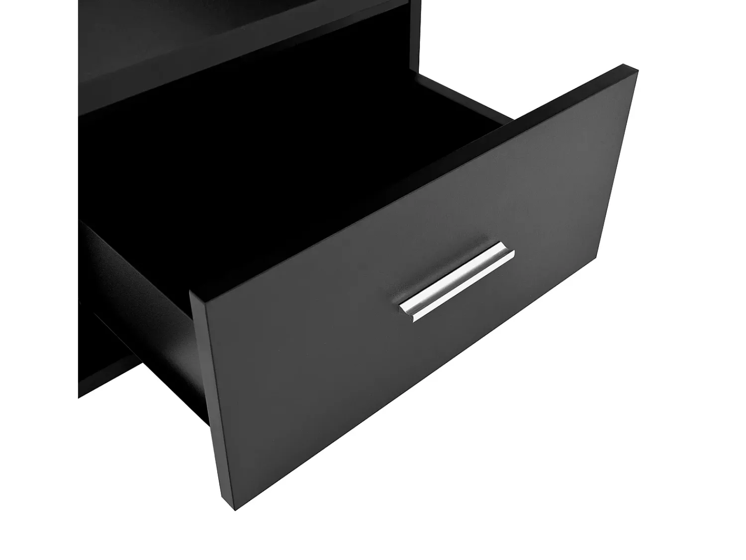 Mesa De Centro*Hauss Spole Mesa de centro com tampo elevatório, iluminação LED e gaveta - Acabamento brilhante - Preto