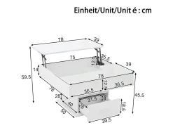 Mesa De Centro*Hauss Spole Mesa de centro com tampo elevatório, iluminação LED e gaveta - Acabamento brilhante - Branco