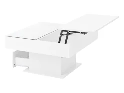 Mesa De Centro*Hauss Spole Mesa de centro com tampo elevatório, iluminação LED e gaveta - Acabamento brilhante - Branco
