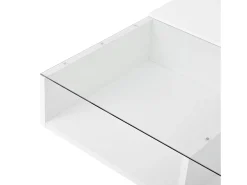 Mesa De Centro*Hauss Spole Mesa de centro com tampo elevatório, iluminação LED e gaveta - Acabamento brilhante - Branco
