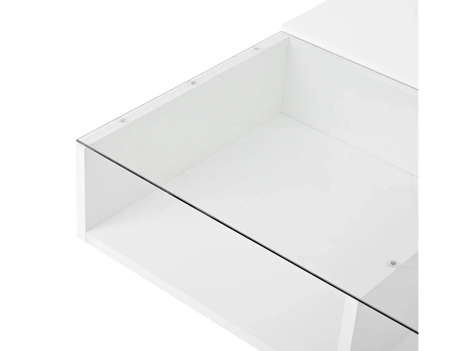Mesa De Centro*Hauss Spole Mesa de centro com tampo elevatório, iluminação LED e gaveta - Acabamento brilhante - Branco
