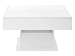 Mesa De Centro*Hauss Spole Mesa de centro com tampo elevatório, iluminação LED e gaveta - Acabamento brilhante - Branco
