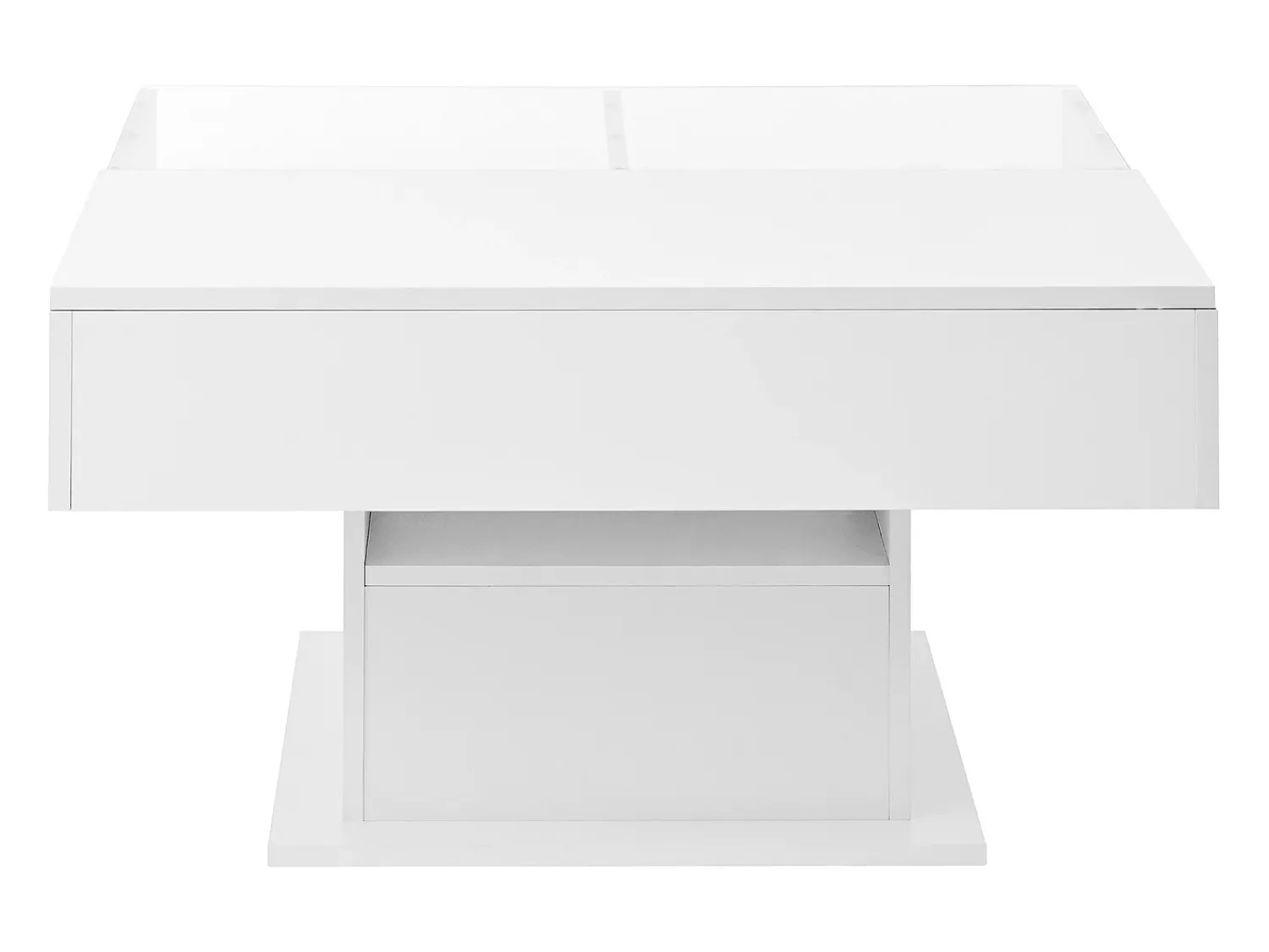 Mesa De Centro*Hauss Spole Mesa de centro com tampo elevatório, iluminação LED e gaveta - Acabamento brilhante - Branco